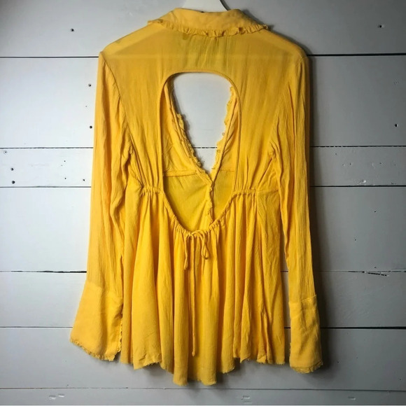 Urban Outfitters Lenna Open-Back Babydoll Top in Yellow Size Small - Picture 12 of 12